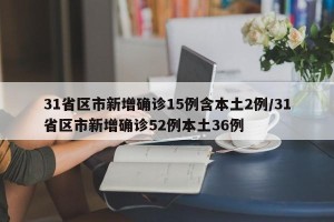 31省区市新增确诊15例含本土2例/31省区市新增确诊52例本土36例