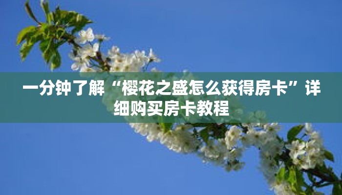 一分钟了解“樱花之盛怎么获得房卡”详细购买房卡教程 一分钟了解“樱花之盛怎么获得房卡”详细购买房卡教程